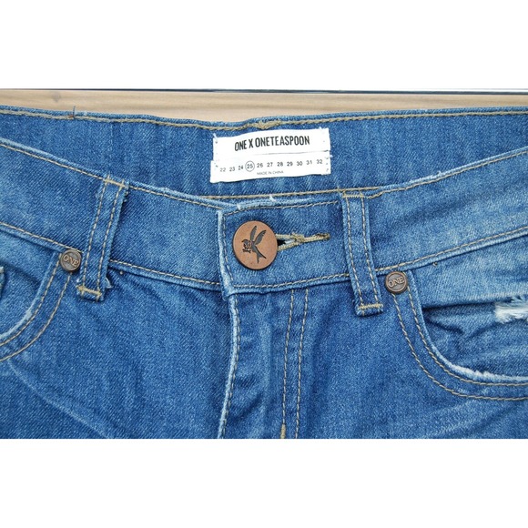 One Teaspoon Awesome Baggies Jeans Womens 25 Blue Distressed Relaxed Fit‎ Denim - Picture 3 of 12